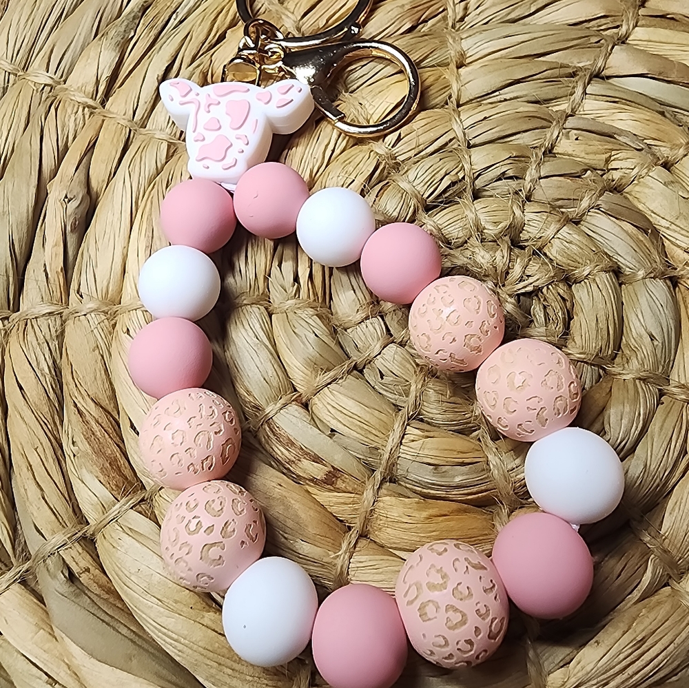 Pink Animal Print Key Chain